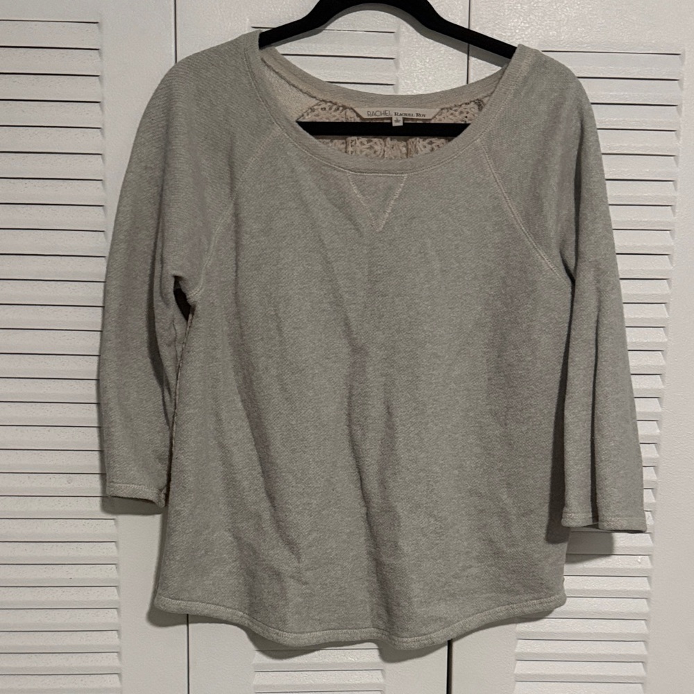 RACHEL Rachel Roy Light Gray Crewneck Sweatshirt